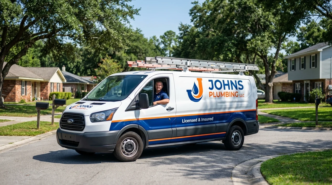Johns Plumbing LLC service van in Mary Esther, FL