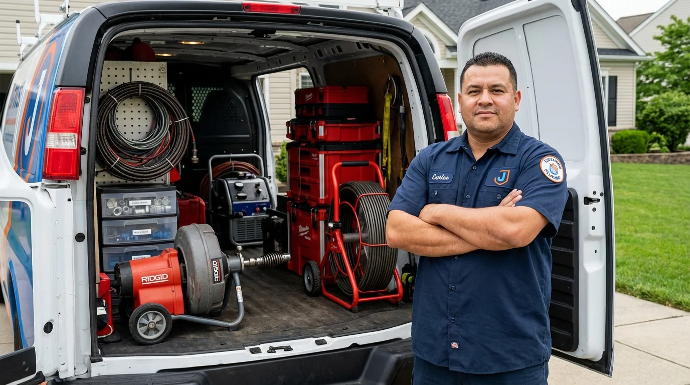 Professional drain cleaning equipment and Johns Plumbing LLC plumber in Mary Esther