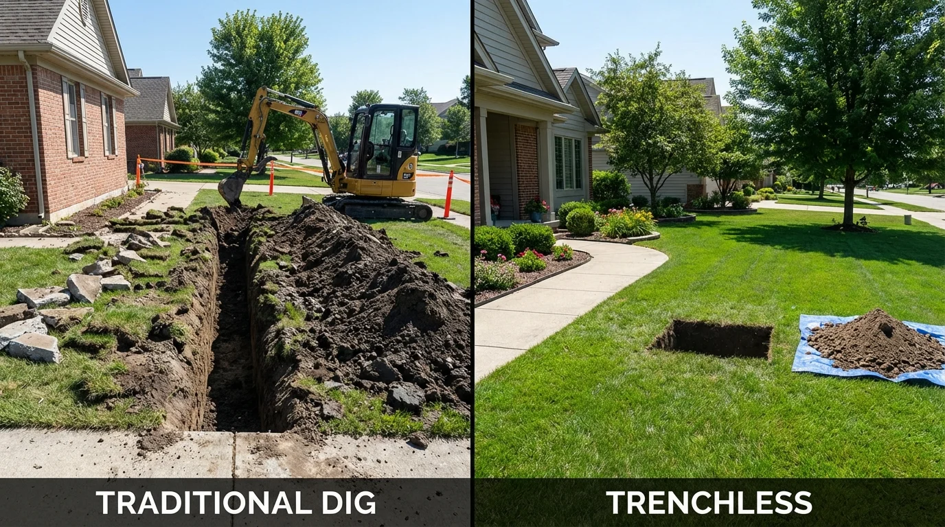 Trenchless sewer repair with minimal yard damage versus traditional excavation in Mary Esther, FL